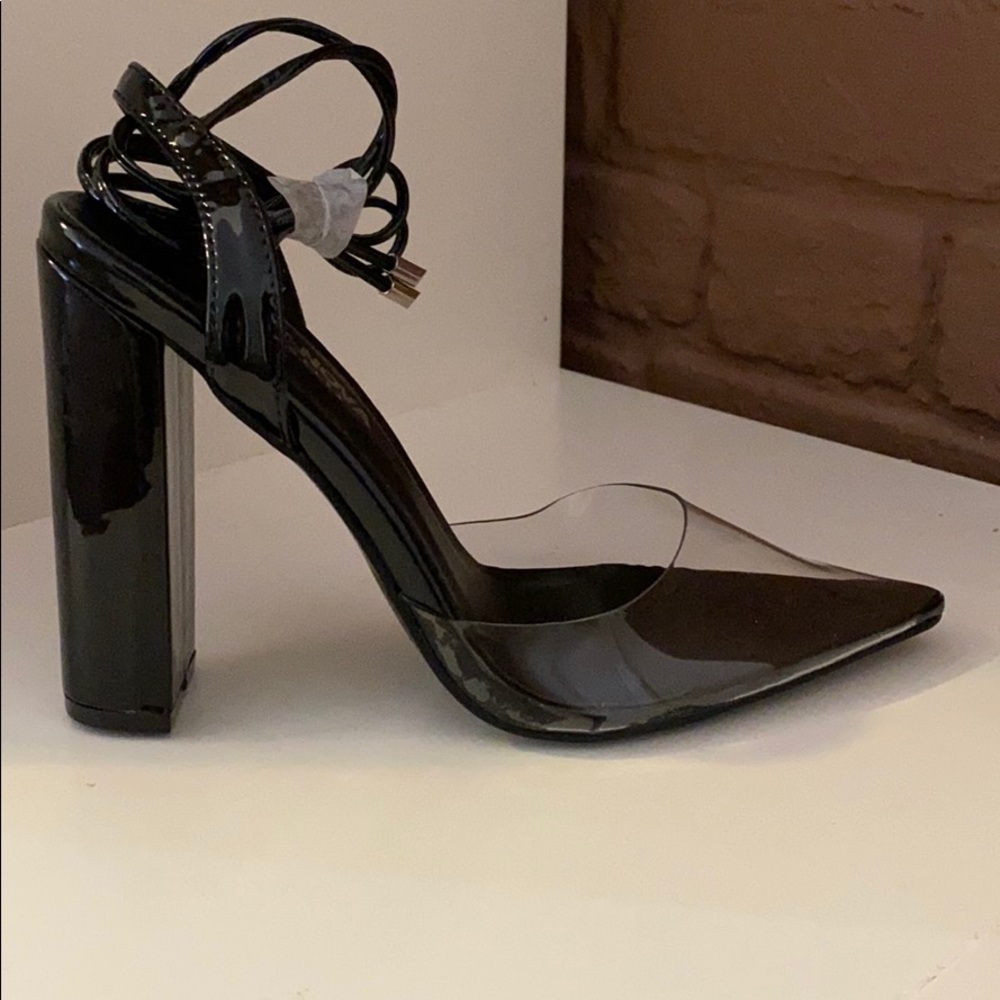 Patent leather block heels